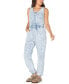 ფოტო #3 პროდუქტის Juniors' Cotton Denim Drawstring-Waist Jumpsuit