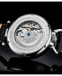 ფოტო #2 პროდუქტის Men's Automatic Dual Time Alloy Case Skeleton Dial Alligator Embossed Genuine Leather Strap Watch