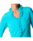 Women's LONG SLEEVE DOUBLE RUFFLE TOP TILE BLUE XLarge