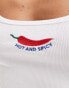 Фото #4 товара Pull&Bear 'Hot and Spicy' chilli graphic cami top in white