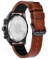 ფოტო #3 პროდუქტის Drive From Citizen Eco-Drive Men's LTR Brown Leather Strap Watch 45mm