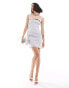 ASOS DESIGN pinstripe mini dress with tie detail in grey stripe Neutrale Farbtöne, 34 - фото #3