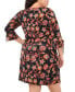 Фото #4 товара Plus Size Floral-Print Bell-Sleeve Shift Dress