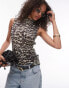 Фото #1 товара Topshop abstract animal print crinkle sleeveless top in mono