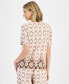 ფოტო #2 პროდუქტის Women's Linen Blend Printed V-Neck Short-Sleeve Top, Created for Macy's