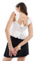 New Look broderie button through crop top in white