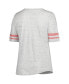 Women's Heather Gray Distressed Nebraska Huskers Plus Size Striped Lace-Up T-shirt