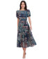 ფოტო #4 პროდუქტის Plus Size Mixed-Print Puffed-Sleeve Maxi Dress