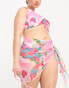 ASOS DESIGN Curve mesh beach sarong in pink abstract smudge print