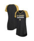 ფოტო #1 პროდუქტის Women's Black, Gold Distressed New Orleans Saints Raglan V-Neck Nightshirt