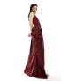 ASOS DESIGN bandage bodice draped midi dress in burgundy