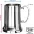Robin Goods® 2 x Stainless Steel Thermal Mug with Carabiner Handle - 350 ml per Coffee Cup - Thermal Drinking Cup Shatterproof - Double-Walled Insulated Mug (2 Pieces - Stainless Steel Silver/Red -