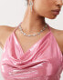 COLLUSION cowl neck backless halter top in pink shimmer Розовый, S - EU 36-38 - фото #3