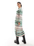 Фото #3 товара River Island chevron knitted maxi cardigan co-ord in green