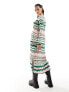 River Island chevron knitted maxi cardigan co-ord in green