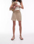 Topshop washed cheesecloth mini short in camel