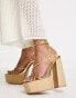 Public Desire Blissful raffia strappy platforms in gold Золотистый, 40 - фото #4