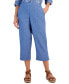 Фото #1 товара Women's 100% Linen Solid Cropped Pull-On Pants, Created for Macy's