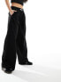 Фото #9 товара Bershka deep waistband wide leg trousers in black