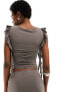 Фото #8 товара Reclaimed Vintage waterfall sleeve tank co-ord in silver