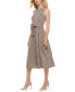 Women's Menswear Plaid Belted Midi Dress