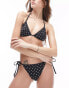 Фото #1 товара Topshop mix and match polka dot tie side bikini bottoms in monochrome