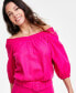 Фото #7 товара Women's Smocked Off-The-Shoulder Blouse, Created for Macy's