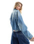 Tommy Jeans cropped carpenter denim jacket in light wash Helle Waschung, XL - EU 42 - фото #4