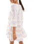 Фото #2 товара Accessorize wavy print long sleeve beach cover up in multi