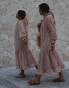 Фото #8 товара Labelrail x Collyer Twins frill midaxi dress with balloon sleeves in pink ditsy print