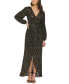 ფოტო #1 პროდუქტის Metallic-Striped Faux-Wrap Maxi Dress