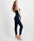 Фото #3 товара Women's Janae Zipper-Front Button-Trim Denim Jumpsuit
