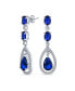 Фото #1 товара Fashion Art Deco Style Royal Blue Cubic Zirconia Halo Teardrop CZ Statement Dangle Chandelier Earrings For Women Party