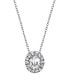 Фото #1 товара Silver-Tone Crystal Oval Pendant Necklace 16" Adjustable