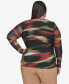 ფოტო #2 პროდუქტის Plus Size Printed Side-Ruched Asymmetric Top