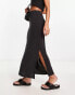 Vila slinky maxi skirt with slit sides in black Черный, M - EU 36-40 - фото #4