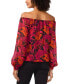 ფოტო #2 პროდუქტის Women's Printed Off-The-Shoulder Side-Tie Top