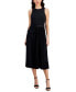 ფოტო #1 პროდუქტის Women's Belted Stretch Crepe Sunburst-Pleat Dress