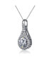 Фото #3 товара Sterling Silver with Haloed Clear Round Cubic Zirconia Solitaire with a Split Bail Necklace