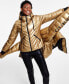 ფოტო #5 პროდუქტის Women's Metallic Quilted Hooded Puffer Coat, Created for Macy's
