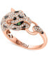 ფოტო #1 პროდუქტის EFFY® Diamond (5/8 ct. t.w.) & Tsavorite (1/20 ct. t.w.) Panther Ring in 14k Rose Gold & Black Rhodium