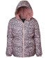 ფოტო #1 პროდუქტის Pink Platinum Big Girls Butterfly-Animal-Print Hooded Puffer Jacket