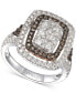 Фото #1 товара Nude Diamond & Chocolate Diamond Halo Cluster Ring (1-5/8 ct. t.w.) in 14k White & Rose Gold