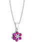 Фото #2 товара Macy's ruby (5/8 ct. t.w.) & Diamond Accent Flower 18" Pendant Necklace in 14k White Gold