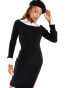 Фото #1 товара ASOS DESIGN knitted midi dress with shirt collar in black