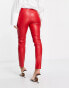 Фото #2 товара ASOS DESIGN cigarette faux leather trouser in red