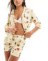 Chelsea Peers cotton wide sleeve and short pyjama set in tropical icon print