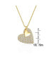 ფოტო #2 პროდუქტის Sterling Silver 14k Yellow Gold Plated with Cubic Zirconia Pave Double Dangle Heart Charm Pendant Layering Necklace