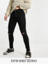 ASOS DESIGN spray on jeans with power stretch denim with knee rips in black