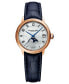 ფოტო #1 პროდუქტის Women's Swiss Automatic Maestro Blue Leather Strap Watch 33mm